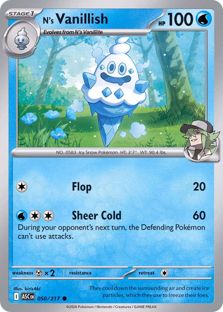 N's Vanillish Pokemon card (050/217, Ascended Heroes)