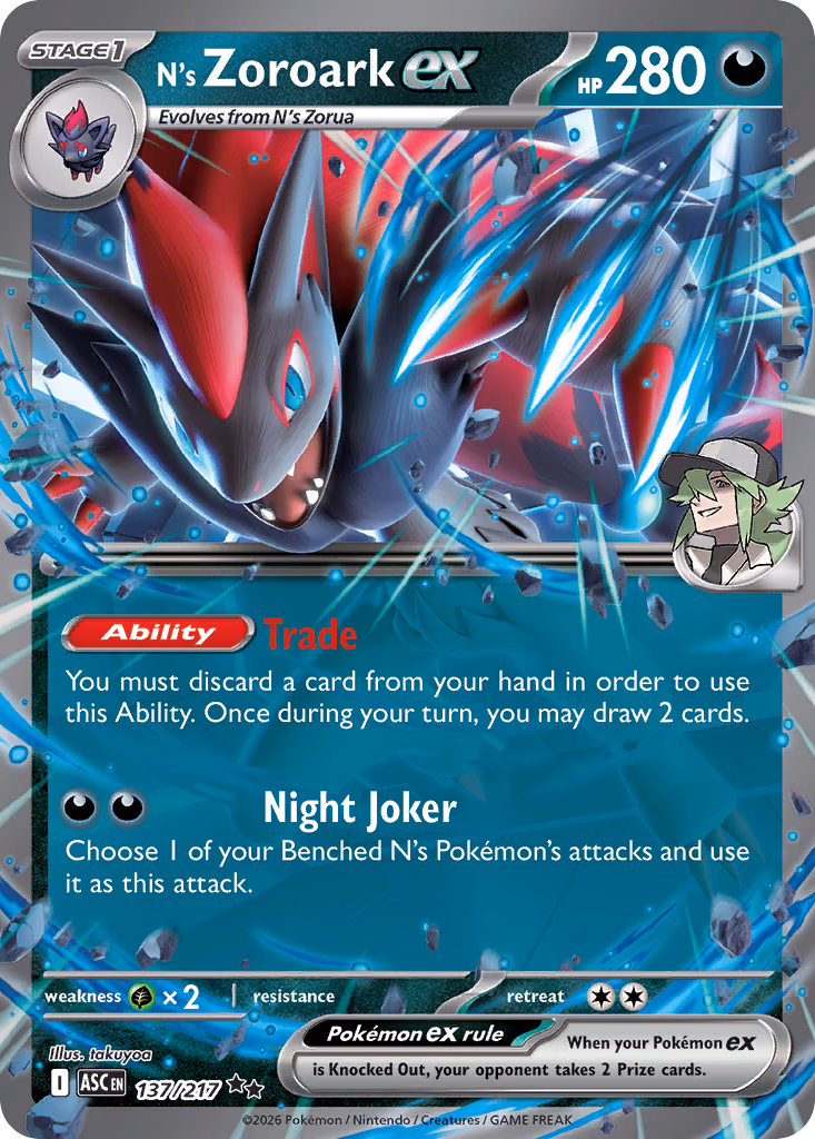 N's Zoroark ex Pokemon card (137/217, Ascended Heroes)