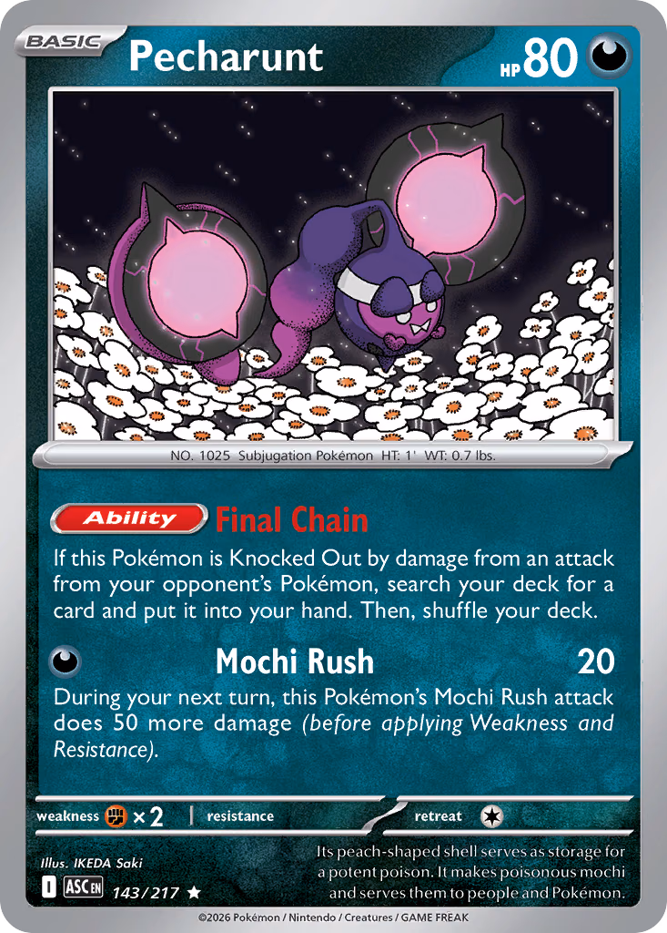 Pecharunt Pokemon card (143/217, Ascended Heroes)
