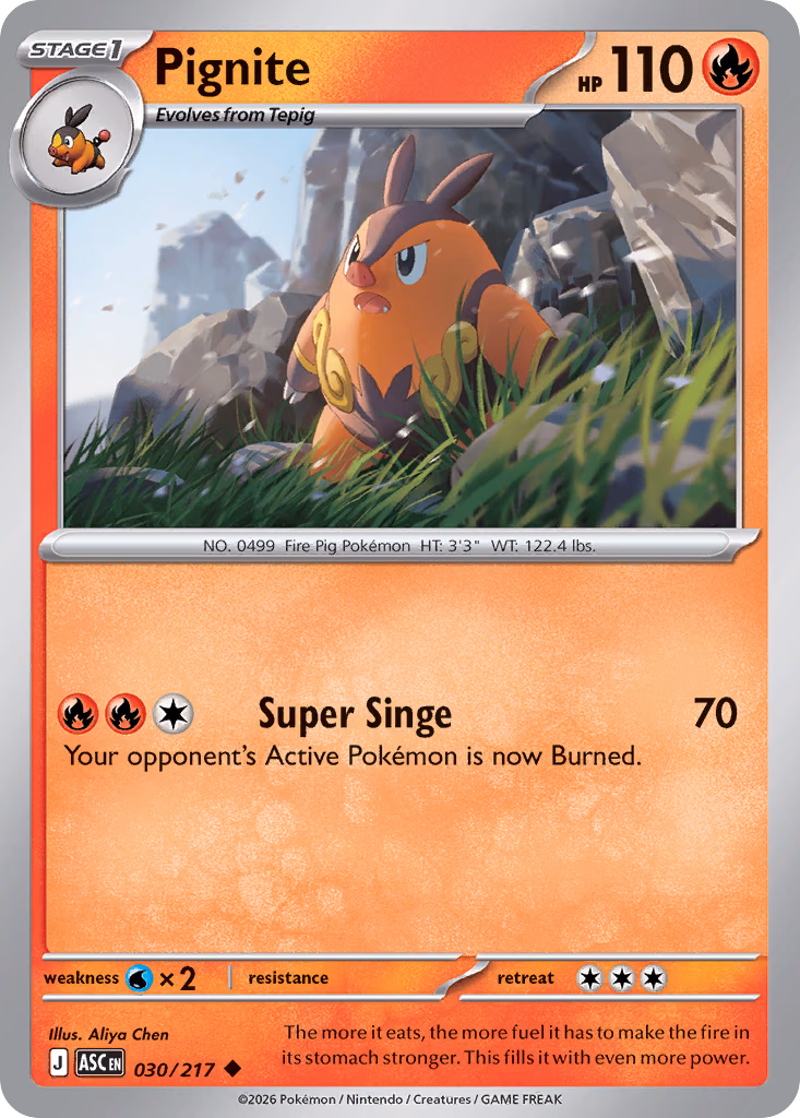 Pignite Pokemon card (030/217, Ascended Heroes)