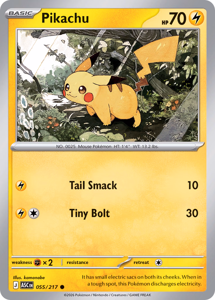 Pikachu Pokemon card (055/217, Ascended Heroes)