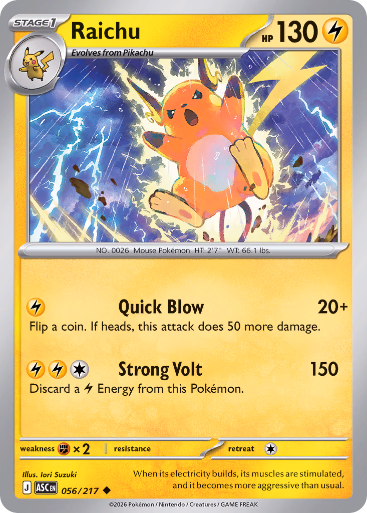 Raichu Pokemon card (056/217, Ascended Heroes)