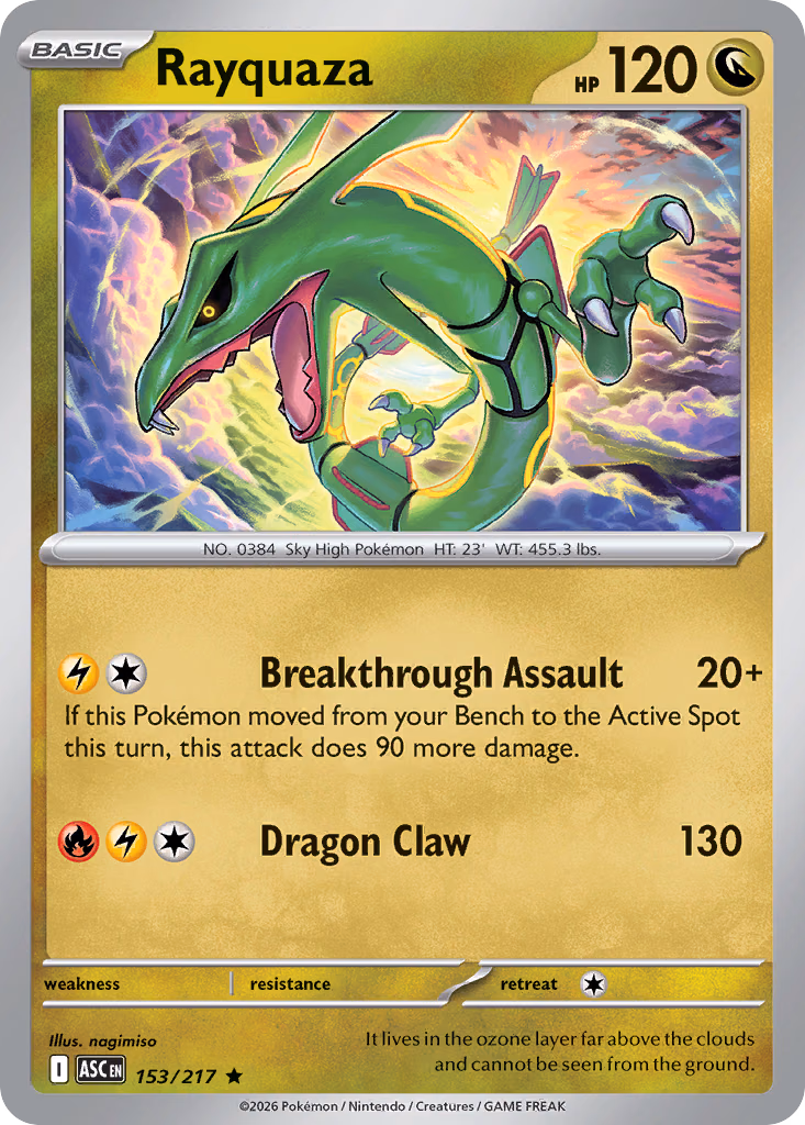 Rayquaza Pokemon card (153/217, Ascended Heroes)