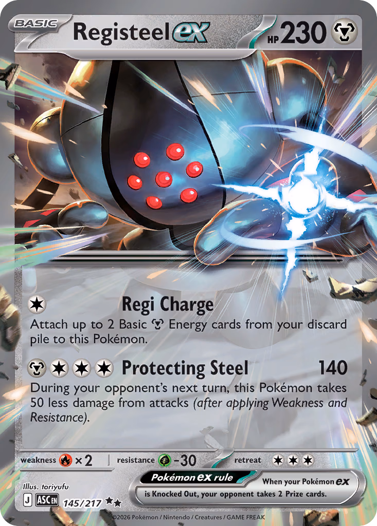 Registeel ex Pokemon card (145/217, Ascended Heroes)