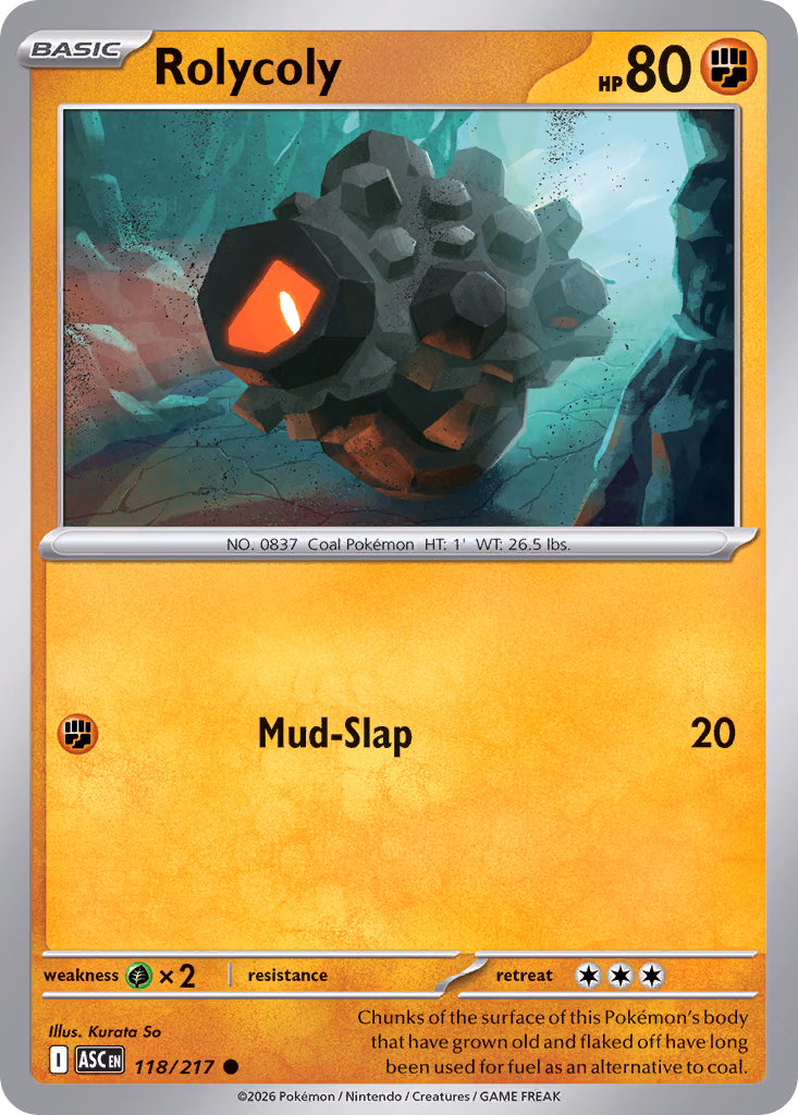 Rolycoly Pokemon card (118/217, Ascended Heroes)