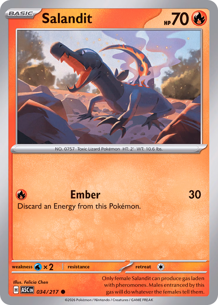 Salandit Pokemon card (034/217, Ascended Heroes)