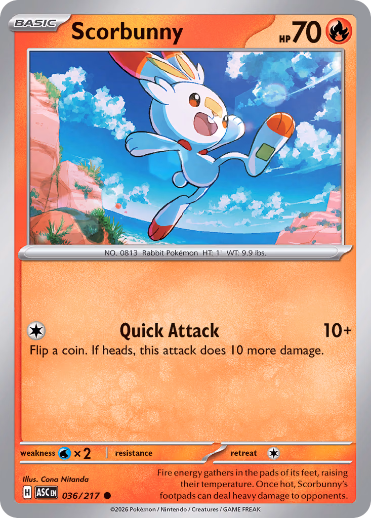 Scorbunny Pokemon card (036/217, Ascended Heroes)