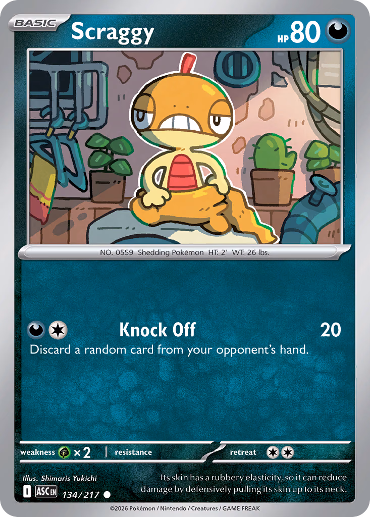 Scraggy Pokemon card (134/217, Ascended Heroes)