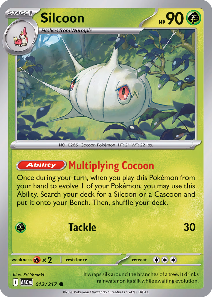 Silcoon Pokemon card (012/217, Ascended Heroes)