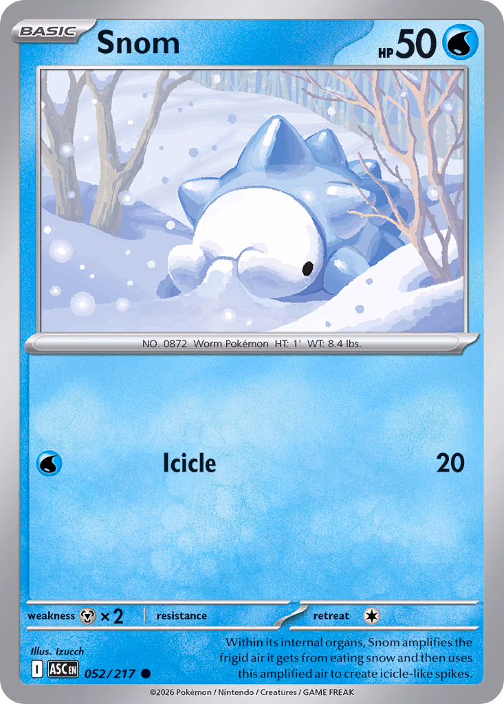 Snom Pokemon card (052/217, Ascended Heroes)