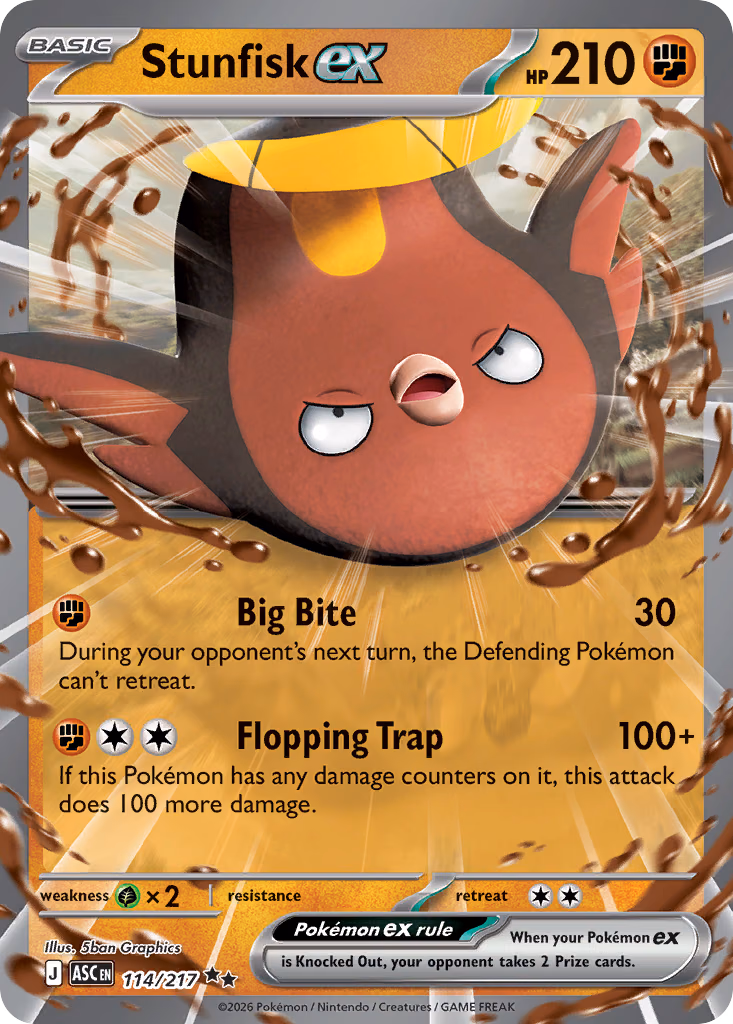 Stunfisk ex Pokemon card (114/217, Ascended Heroes)