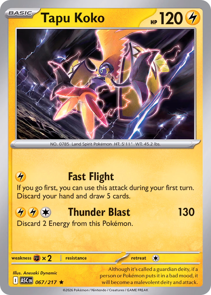 Tapu Koko Pokemon card (067/217, Ascended Heroes)