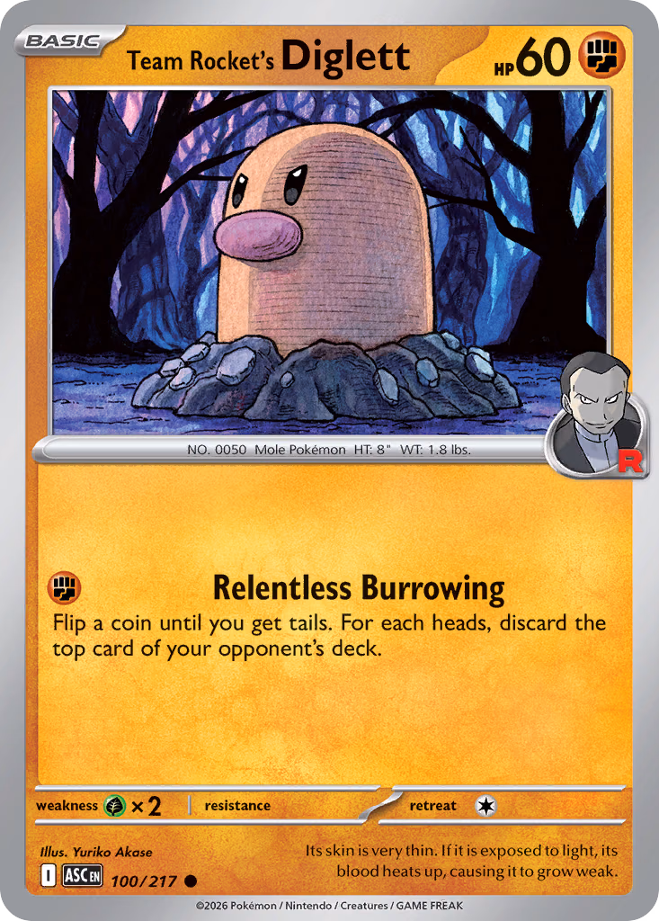 Team Rocket's Diglett Pokemon card (100/217, Ascended Heroes)