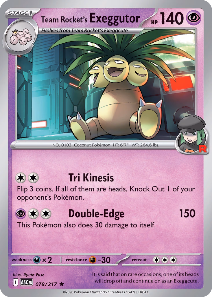 Team Rocket's Exeggutor Pokemon card (078/217, Ascended Heroes)
