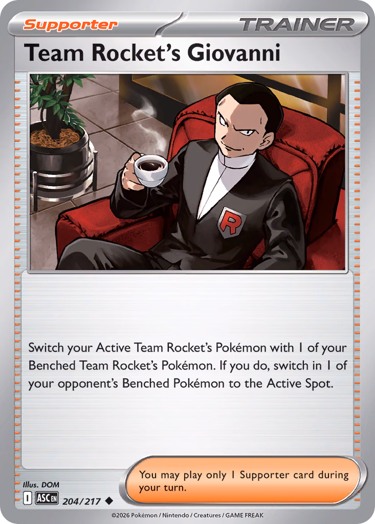 Team Rocket's Giovanni Pokemon card (204/217, Ascended Heroes)