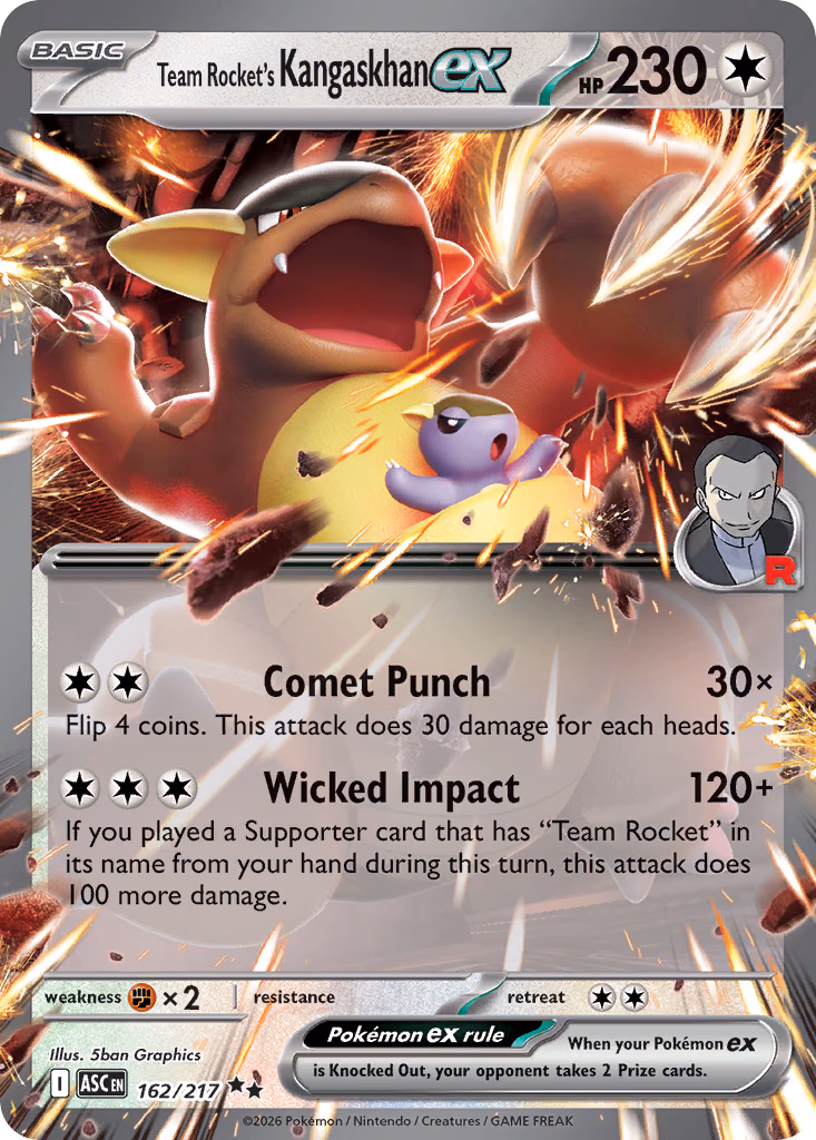 Team Rocket's Kangaskhan ex Pokemon card (162/217, Ascended Heroes)