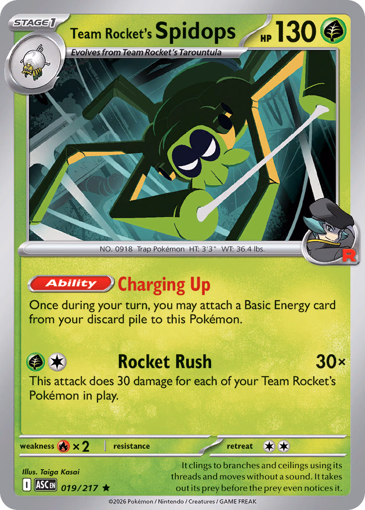 Team Rocket's Spidops Pokemon card (019/217, Ascended Heroes)