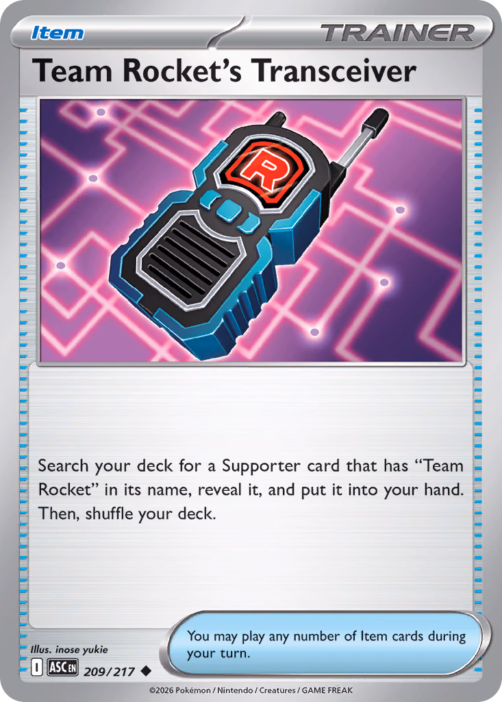 Team Rocket's Transceiver Pokemon card (209/217, Ascended Heroes)