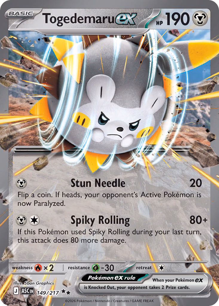 Togedemaru ex Pokemon card (149/217, Ascended Heroes)