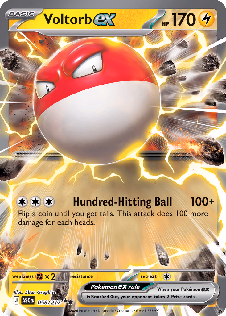 Voltorb ex Pokemon card (058/217, Ascended Heroes)