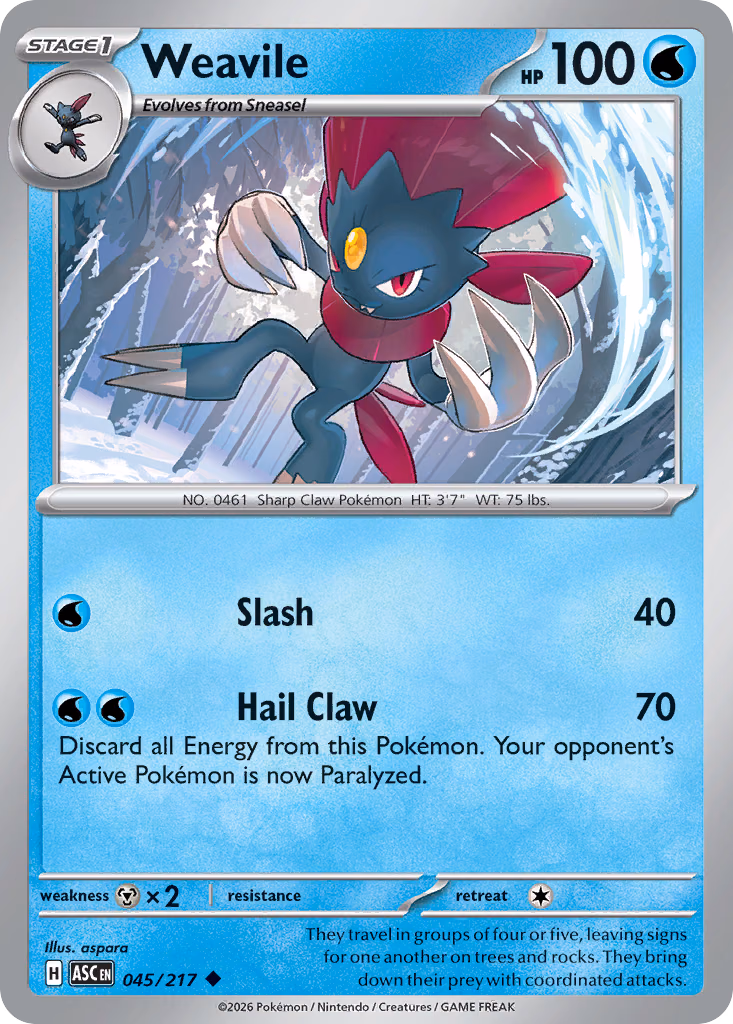 Weavile Pokemon card (045/217, Ascended Heroes)