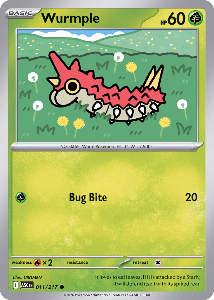 Wurmple Pokemon card (011/217, Ascended Heroes)