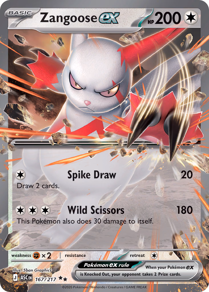 Zangoose ex Pokemon card (167/217, Ascended Heroes)