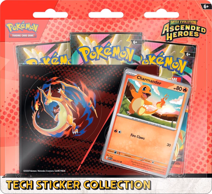 Pokemon Ascended Heroes Mega Evolution: Ascended Heroes Tech Sticker Collection - Charmander