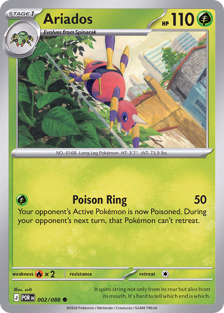 Ariados Pokemon card (002/088, Perfect Order)