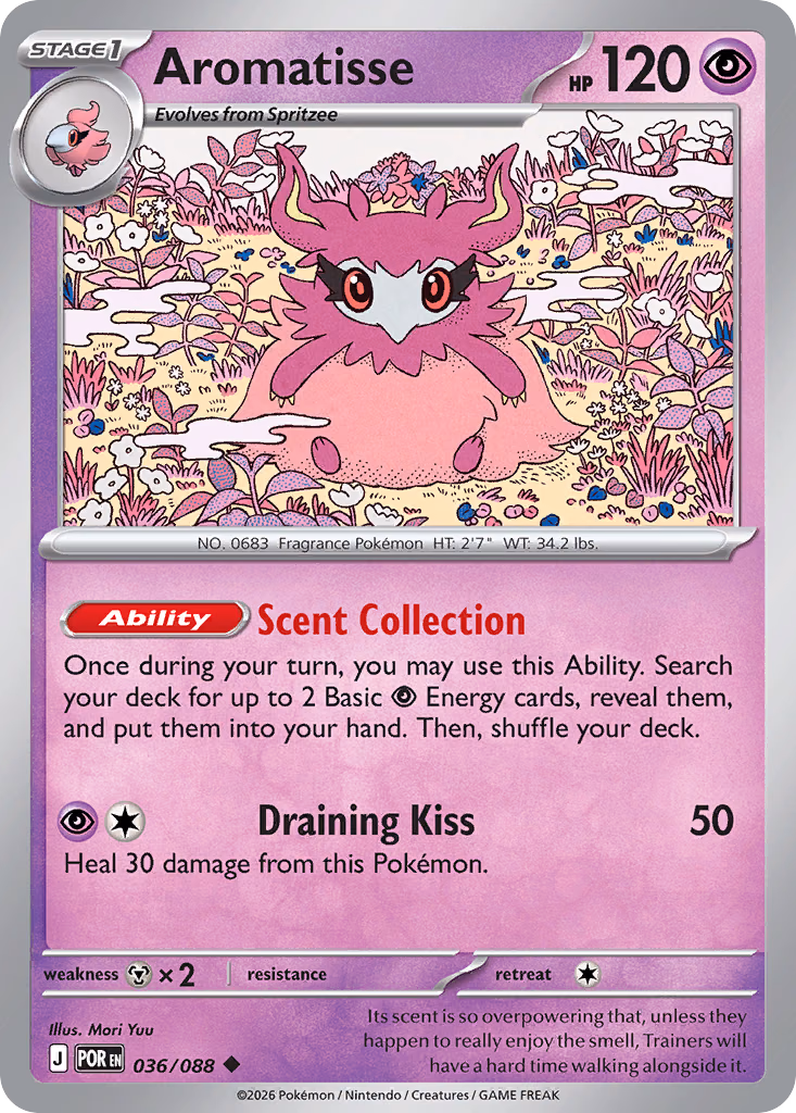 Aromatisse Pokemon card (036/088, Perfect Order)
