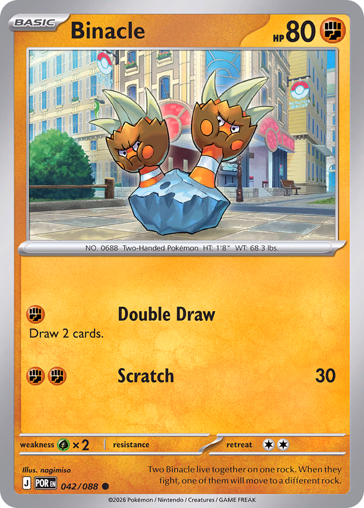 Binacle Pokemon card (042/088, Perfect Order)