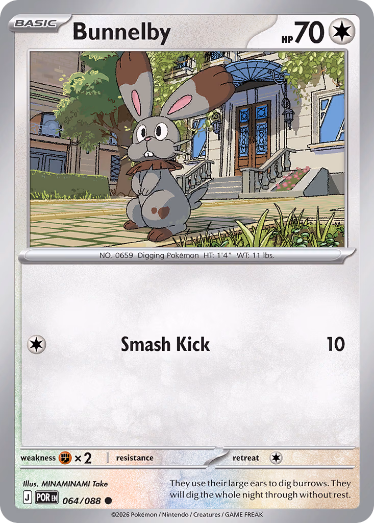 Bunnelby Pokemon card (064/088, Perfect Order)
