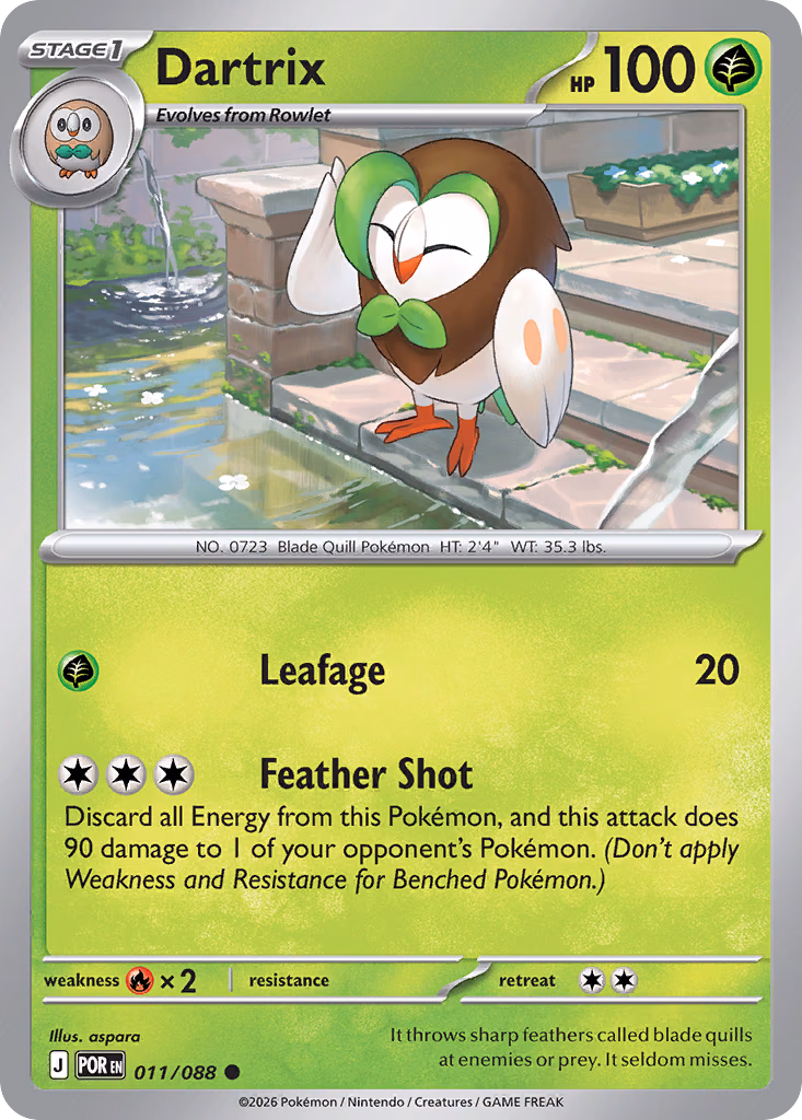 Dartrix Pokemon card (011/088, Perfect Order)