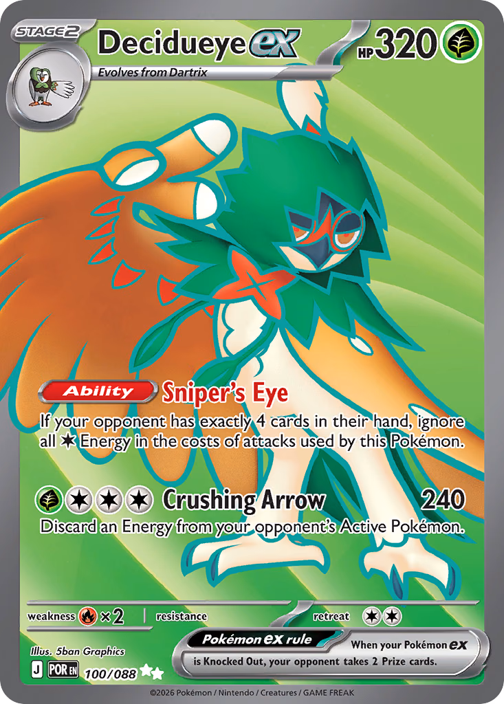 Decidueye ex Pokemon card (100/088, Perfect Order)