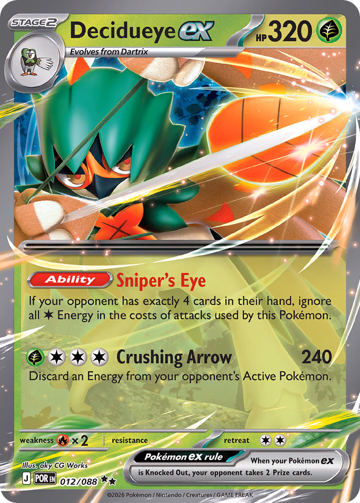 Decidueye ex Pokemon card (012/088, Perfect Order)
