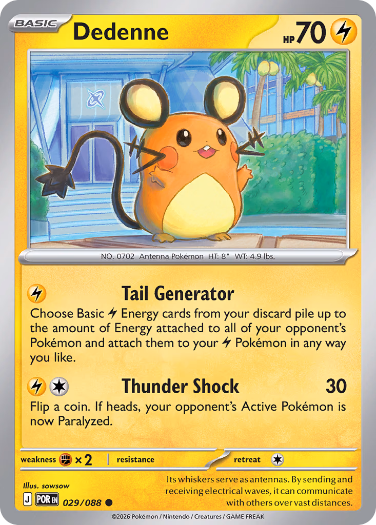 Dedenne Pokemon card (029/088, Perfect Order)