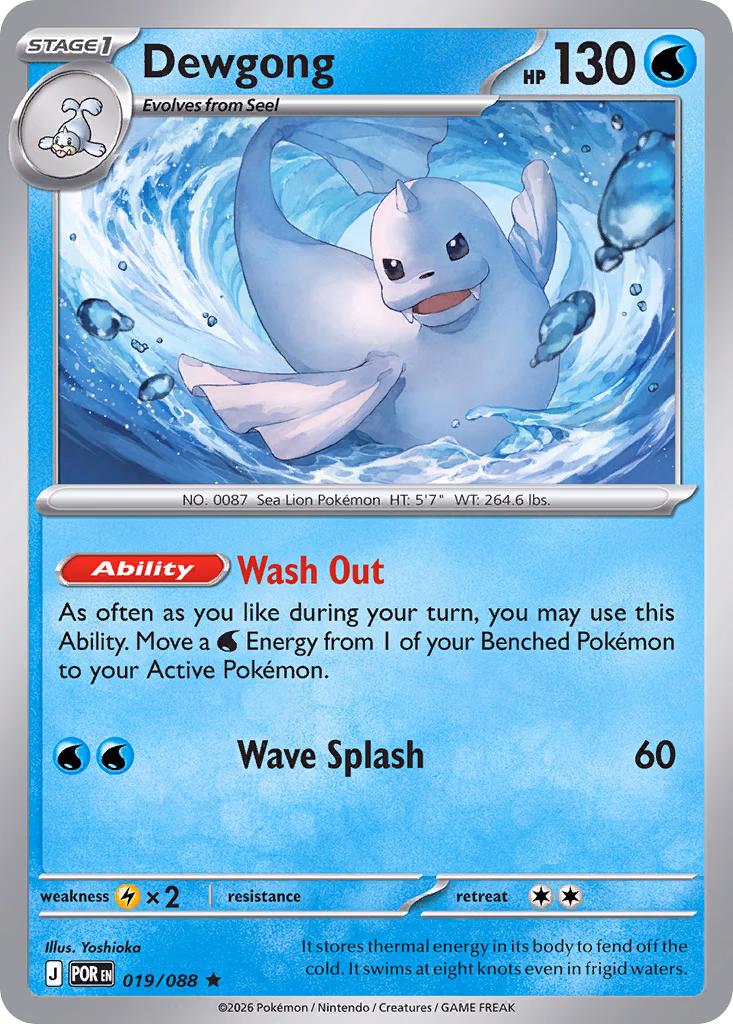 Dewgong Pokemon card (019/088, Perfect Order)