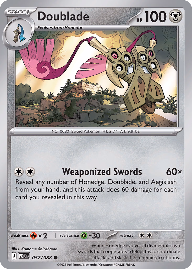 Doublade Pokemon card (057/088, Perfect Order)