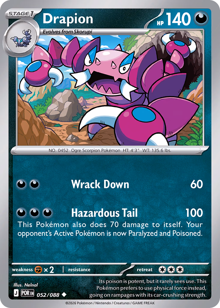 Drapion Pokemon card (052/088, Perfect Order)