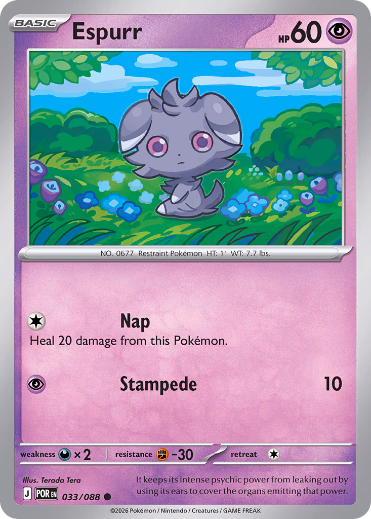 Espurr Pokemon card (033/088, Perfect Order)