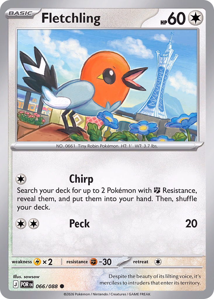 Fletchling Pokemon card (066/088, Perfect Order)