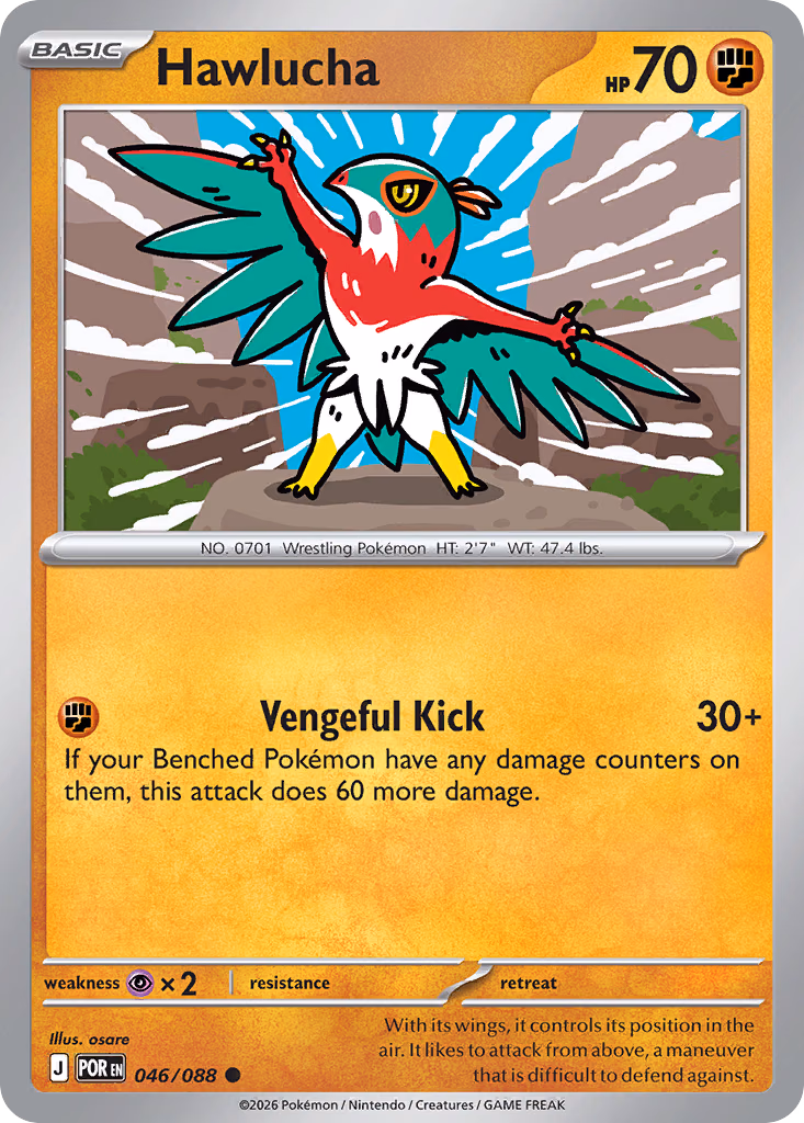 Hawlucha Pokemon card (046/088, Perfect Order)
