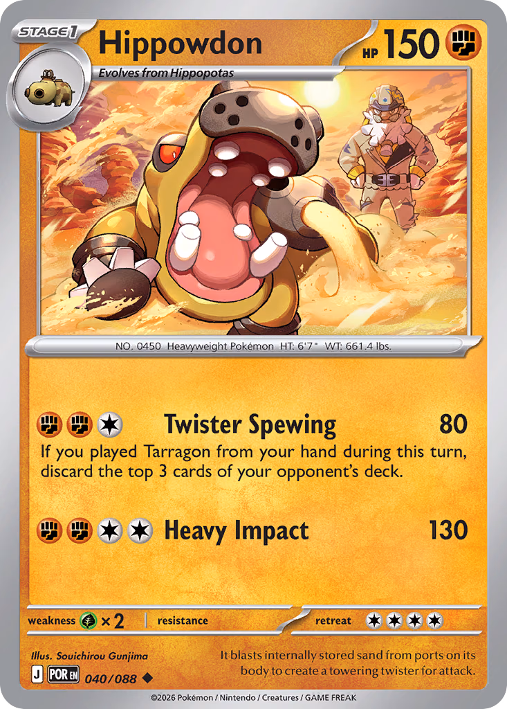 Hippowdon Pokemon card (040/088, Perfect Order)