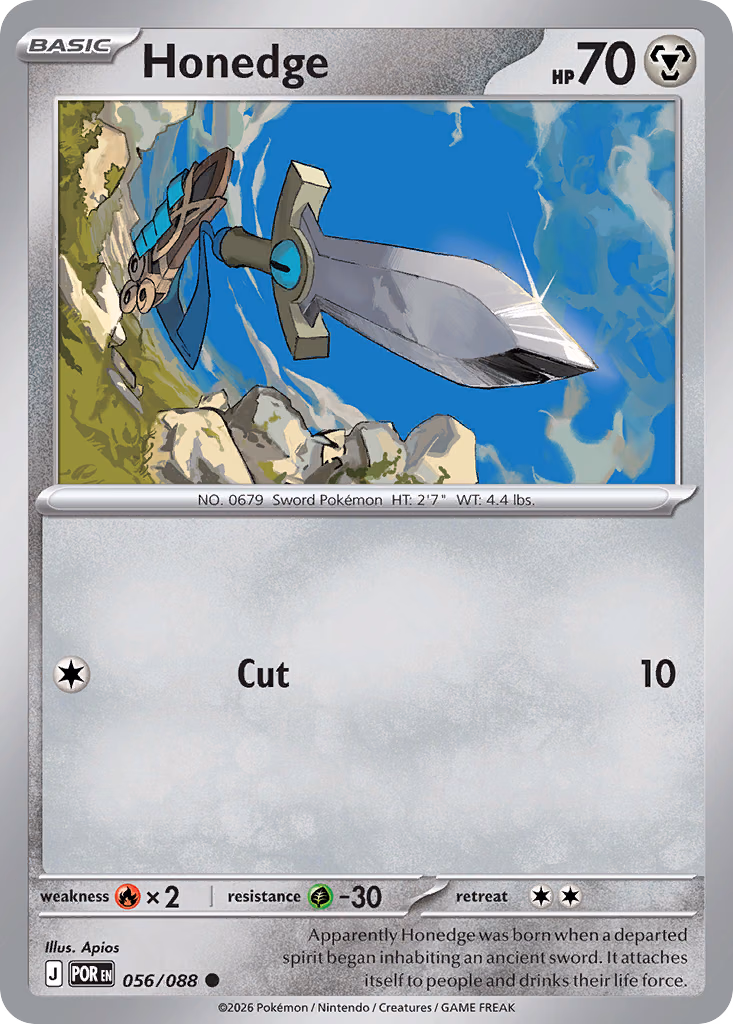 Honedge Pokemon card (056/088, Perfect Order)