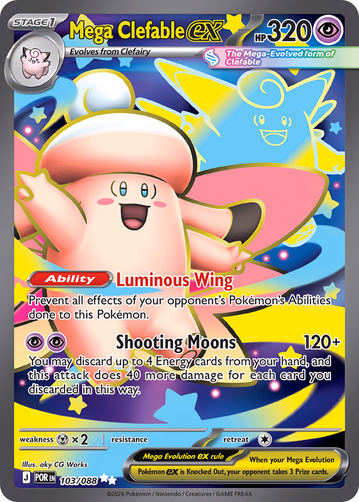 Mega Clefable ex Pokemon card (103/088, Perfect Order)