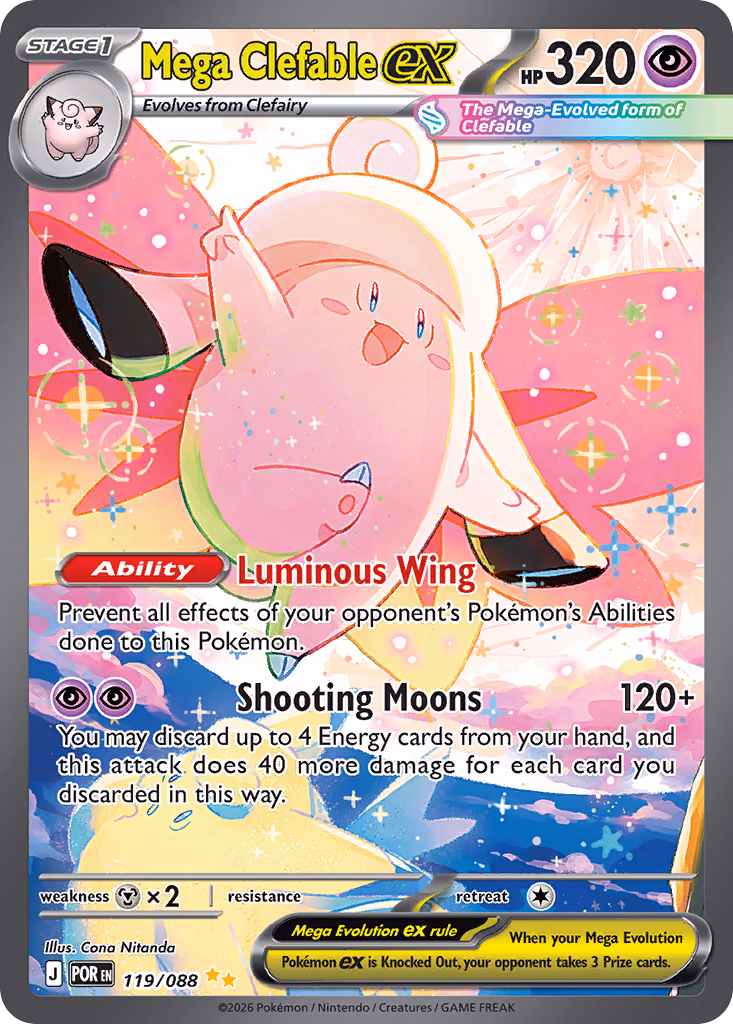 Mega Clefable ex Pokemon card (119/088, Perfect Order)
