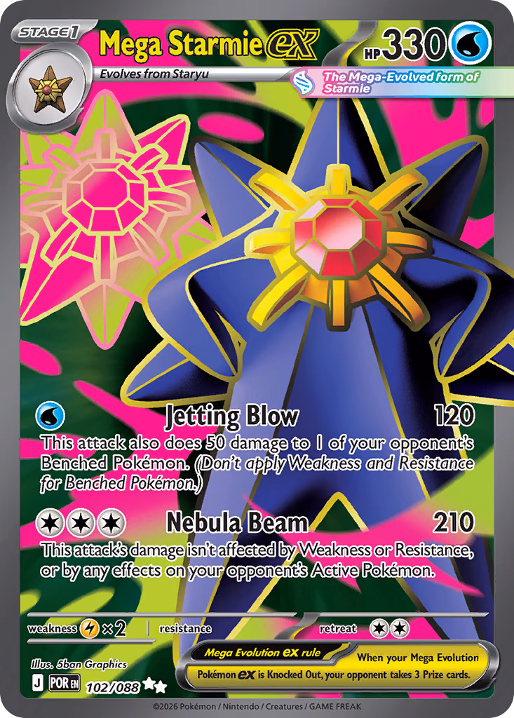 Mega Starmie ex Pokemon card (102/088, Perfect Order)