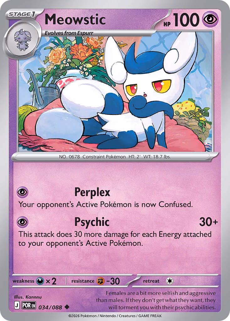 Meowstic Pokemon card (034/088, Perfect Order)