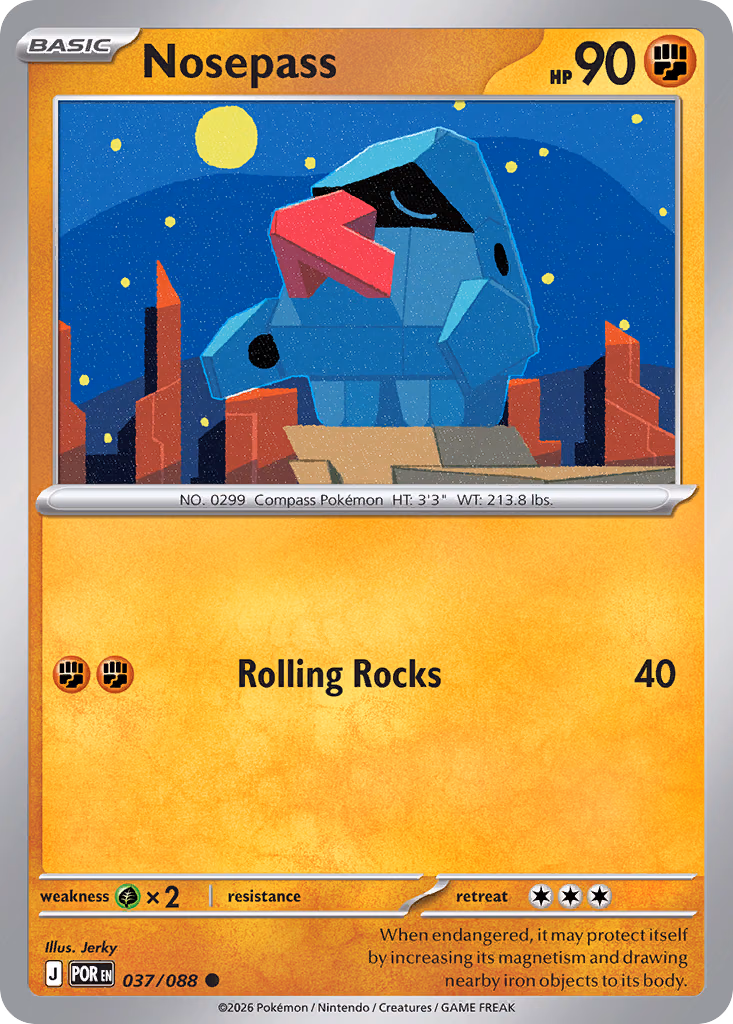 Nosepass Pokemon card (037/088, Perfect Order)