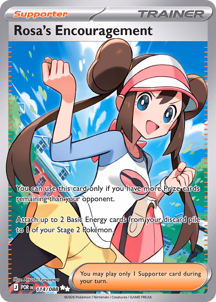 Rosa's Encouragement Pokemon card (114/088, Perfect Order)